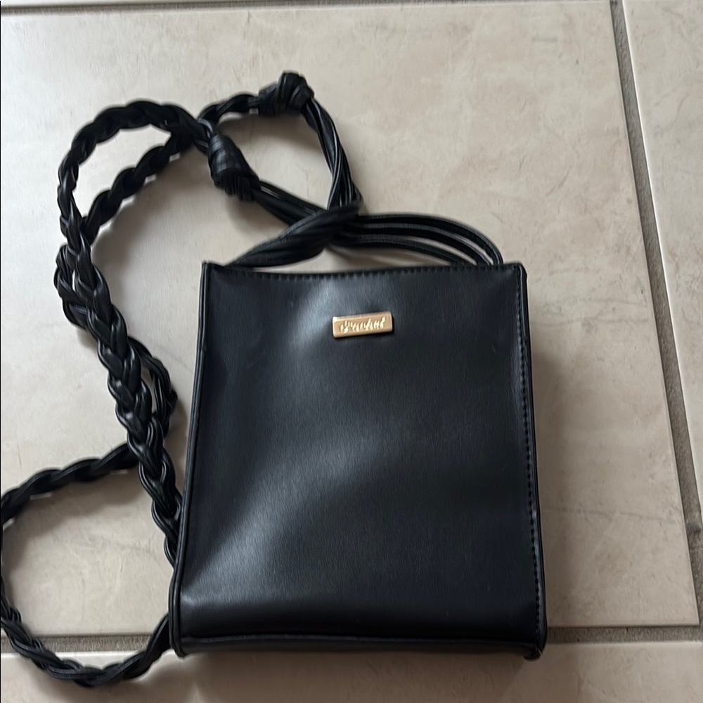 Trussardi Black Crossbody Bag with Braided Strap